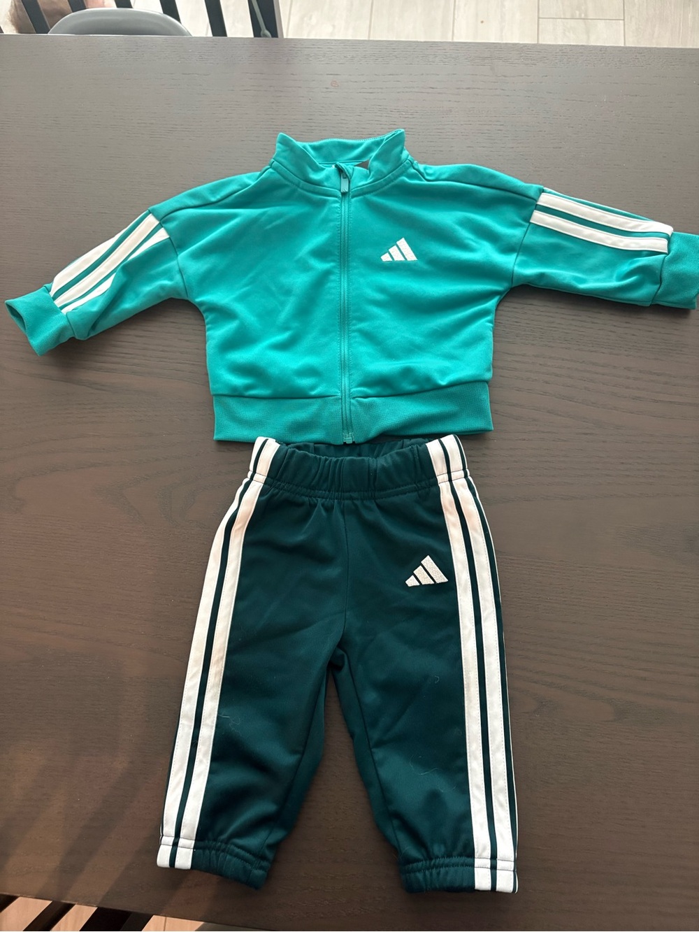 adidas Kids Teal & Dark Teal Two-Piece Track Set